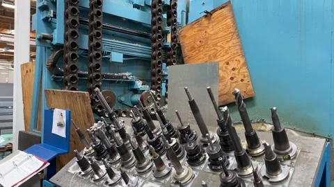 Machine Shop Drill Bit holder 2 Stock Footage 196009746
