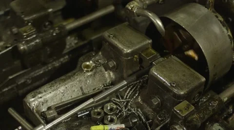 Machine Shop Threader Threading Bolts High Angle Pan Stock Footage 40935037