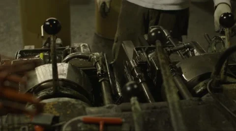 Machine Shop Threader Threading Bolts High Angle Stock Footage 40935146