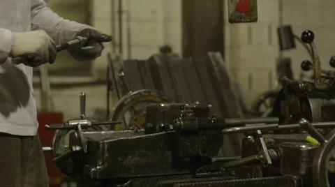 Machine Shop Threading Machine Checking Threads Stock Footage 40935554