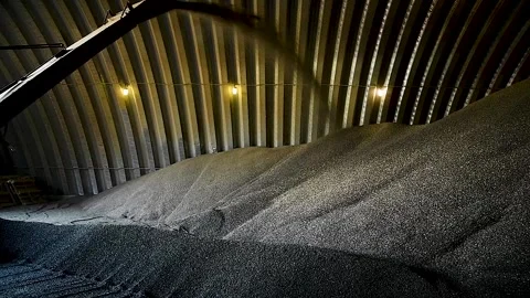 Machine for sorting, sifting and loading sunflower seeds into a granary Stock Footage 281508160