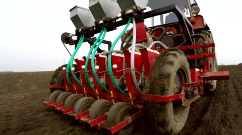 Machine sowing onion in the spring. Stock Footage 62192301