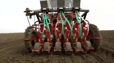 Machine sowing onion in the spring. Stock Footage 62192339