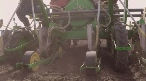 Machine sowing peppers in the spring. Stock Footage 66556377