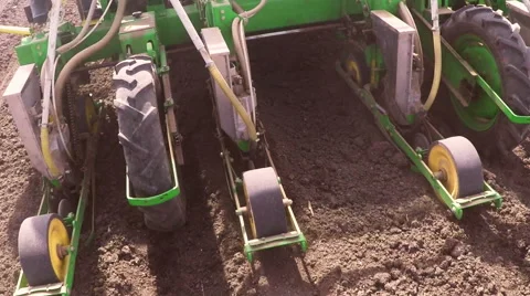 Machine sowing peppers in the spring. Stock Footage 66557327
