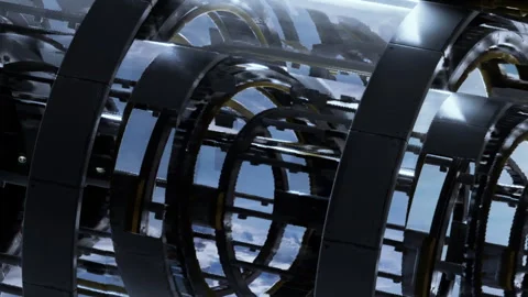 Machine in space showing complex design and machinery parts Stock Footage 343516134