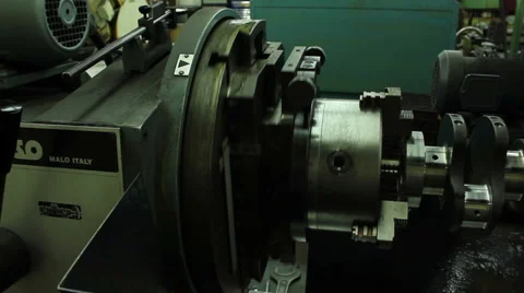 Machine Spinning Crank Shaft Stock Footage 1181825