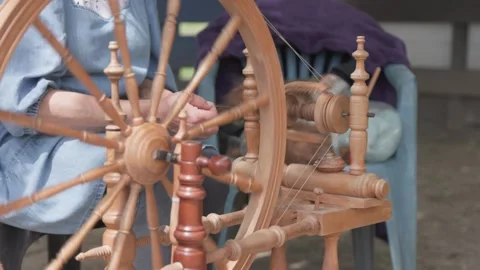 A machine for spinning yarn Stock Footage 288985672