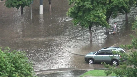 A machine standing in water after a rain Video stock 35607940