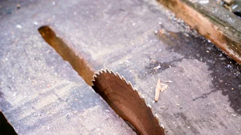 Machine start up with a rusty brutal circular saw Stock Footage 200837468