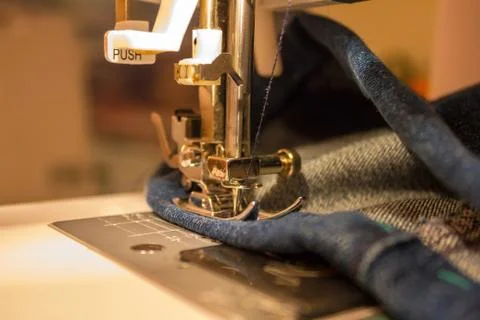 Machine stitch of products. Foto stock