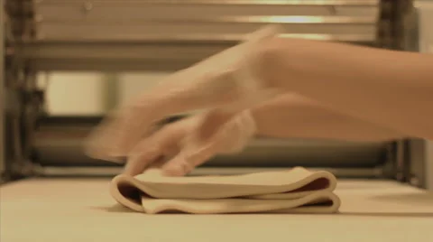Machine stretch dough Stock Footage 42756983