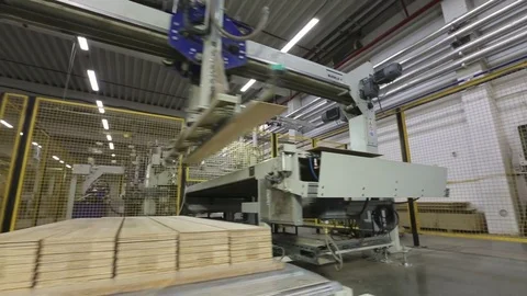 Machine takes floorboard of the line Video stock 75257958