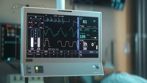 Machine testing breathing organs of patient at emergency care hospital Stock Footage 190546456