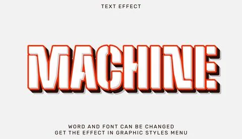 Machine text effect template in 3d design Stock Illustration