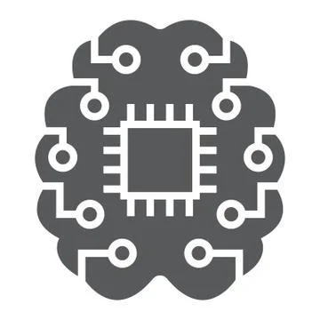 Machine thinking glyph icon, data and analytics Stock Illustration