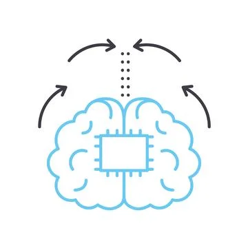 Machine thinking line icon, outline symbol, vector illustration, concept sign Stock Illustration