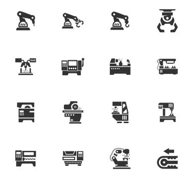 Machine tool icons set Stock Illustration