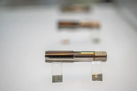 Machine tool tapping screw or threaded process Stock Photos