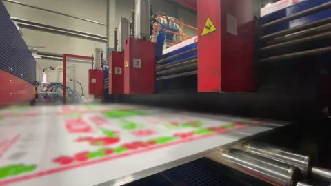 Machine tool transports thin plastic foil at plant Stock Footage 234320334