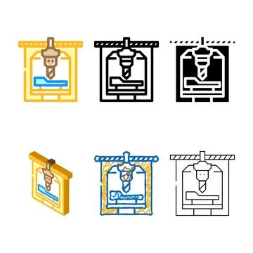 Machine tooling mechanical engineer styles color icon vector 스톡 일러스트