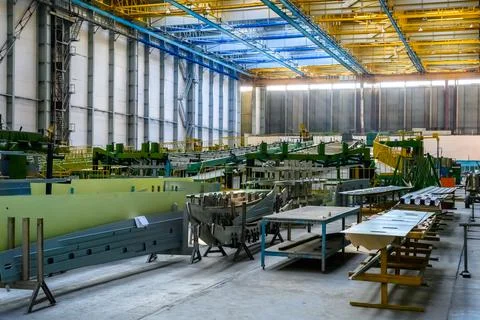Machine tools in the aviation industry. Stock Photos