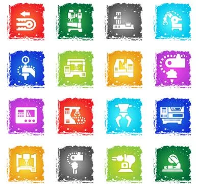 Machine tools icon set Stock Illustration