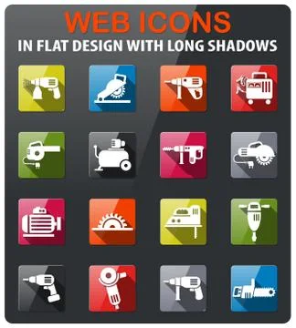 Machine tools icon set Stock Illustration