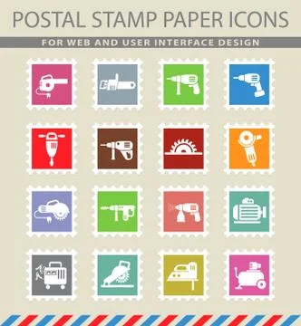 Machine tools icon set Stock Illustration