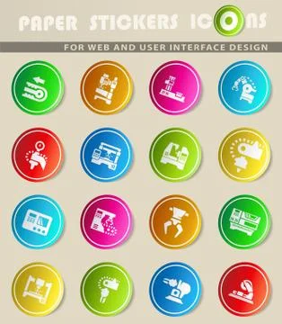 Machine tools icon set Stock Illustration