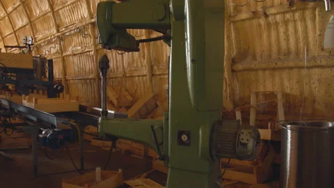 Machine tools in the manufacture of boxes Stock Footage 126577833