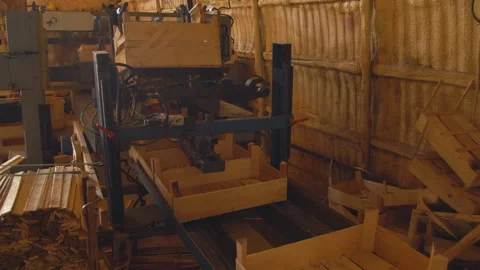 Machine tools in the manufacture of boxes Stock Footage 128197997