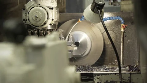 Machine tools for metal working. A metal workpiece is machined by an electric Stock Footage 130706556