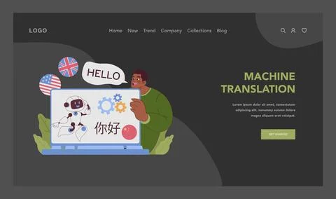 Machine translation concept. Flat vector illustration 스톡 일러스트