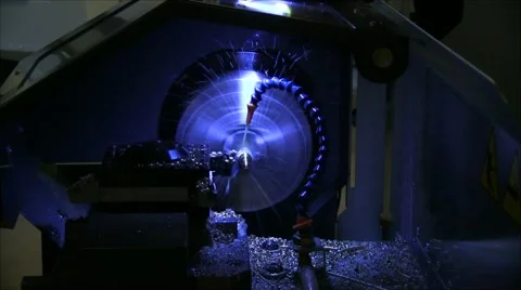 Machine Turning Part straight on view Stock Footage 57464203