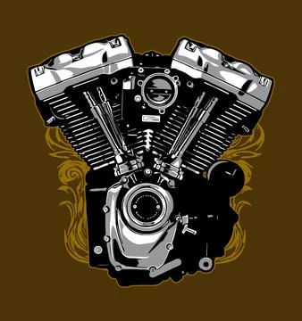 Machine v twin background ornament Stock Illustration