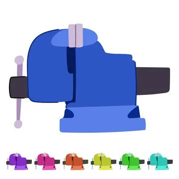 Machine vice holding workpiece essential workshop tool graphic Stock Illustration