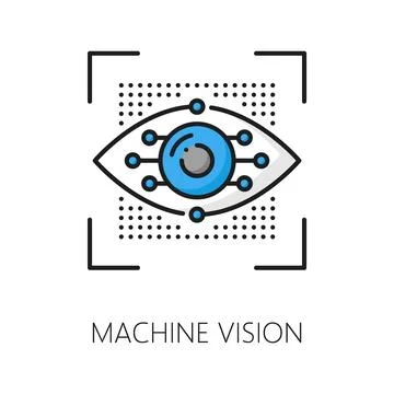 Machine vision, AI algorithm outline color icon イラスト素材