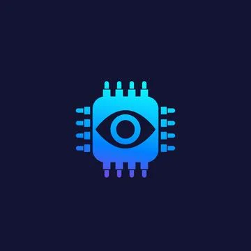 Machine vision, AI concept, vector icon Stock Illustration