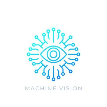 Machine vision, AI concept, vector line icon Stock Illustration