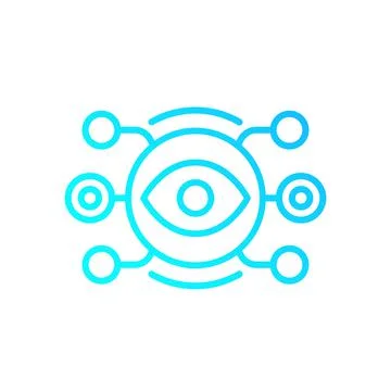 Machine vision and visual recognition line icon Stock Illustration
