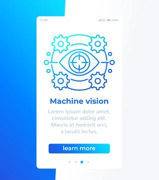 Machine vision banner with a linear icon Stock Illustration