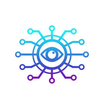 Machine vision, computer visual recognition system icon イラスト素材