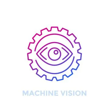 Machine vision icon, computer visual recognition Stock Illustration
