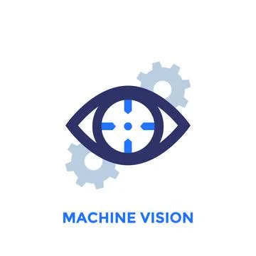 Machine vision icon with gears Stock Illustration