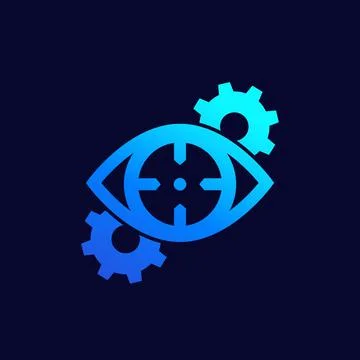 Machine vision icon with gears, vector design Stock Illustration