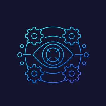 Machine vision icon, linear vector Stock Illustration