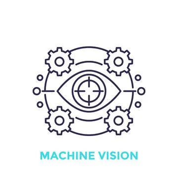 Machine vision icon, visual recognition line vector 库存插图