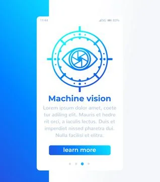 Machine vision mobile banner with icon Stock Illustration