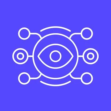 Machine vision or visual recognition line icon Stockillustratie